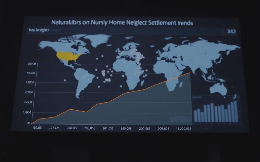 A Data Visualization Dashboard Displaying Key Insights On Nursing Home Neglect Settlement Trends. In The Foreground, A Line Graph Showcases The Average Settlement Values Over Time, Presented In A Clean, Minimalist Style With Muted Colors. The Middle Ground Features A Scatterplot Of Individual Settlement Data Points, Allowing Viewers To Discern Patterns And Outliers. In The Background, A World Map Highlights Geographical Distributions Of The Settlements, Conveying A Sense Of Scale And Global Impact. The Overall Scene Is Bathed In Soft, Directional Lighting, Creating A Contemplative And Analytical Atmosphere Suitable For The Article'S Subject Matter.